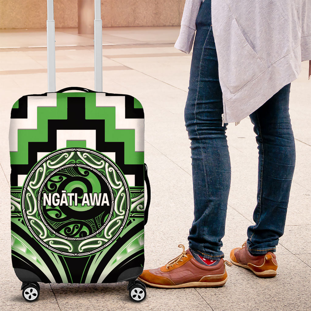 Aotearoa Ngati Awa Luggage Cover Maori Iwi Poutama Puhoro Tattoo LT14 Green - Polynesian Pride