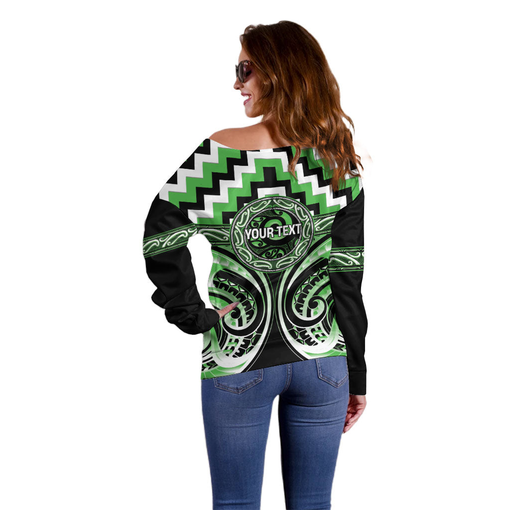 Aotearoa Ngati Awa Personalised Off Shoulder Sweater Maori Iwi Poutama Puhoro Tattoo LT14 - Polynesian Pride
