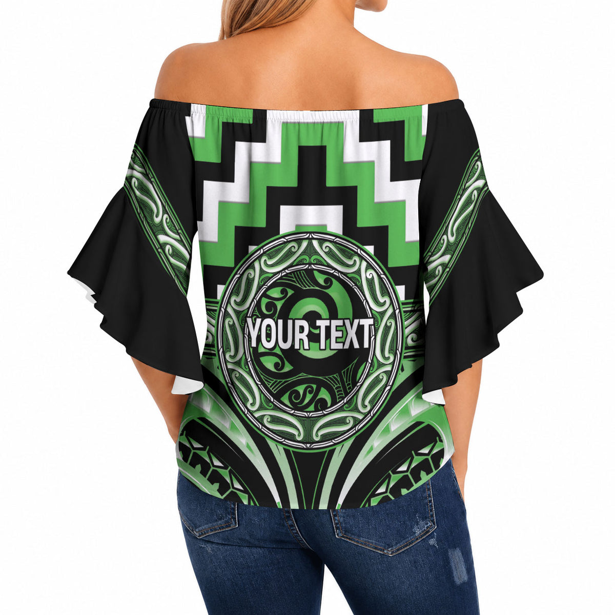 Aotearoa Ngati Awa Personalised Off Shoulder Wrap Waist Top Maori Iwi Poutama Puhoro Tattoo LT14 - Polynesian Pride