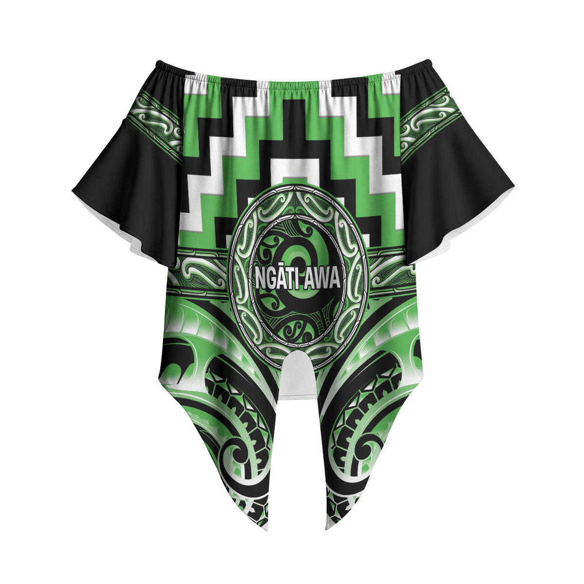 Aotearoa Ngati Awa Personalised Off Shoulder Wrap Waist Top Maori Iwi Poutama Puhoro Tattoo LT14 - Polynesian Pride