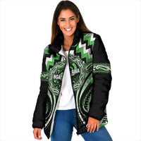 Aotearoa Ngati Awa Personalised Padded Jacket Maori Iwi Poutama Puhoro Tattoo LT14 Women Green - Polynesian Pride