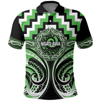 Aotearoa Ngati Awa Personalised Polo Shirt Maori Iwi Poutama Puhoro Tattoo LT14 Green - Polynesian Pride