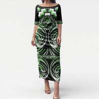 Aotearoa Ngati Awa Personalised Puletasi Maori Iwi Poutama Puhoro Tattoo LT14 Long Dress Green - Polynesian Pride