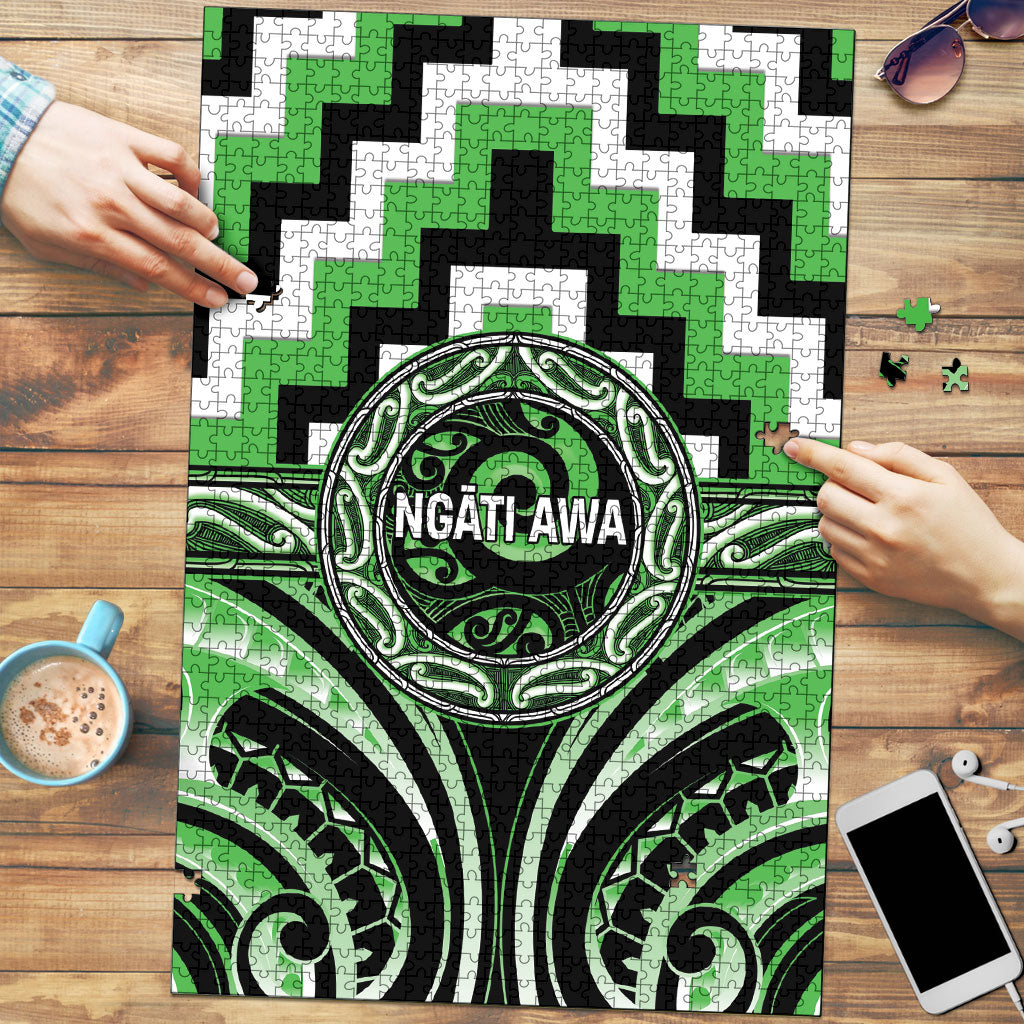 Aotearoa Ngati Awa Puzzle Maori Iwi Poutama Puhoro Tattoo LT14 Green - Polynesian Pride