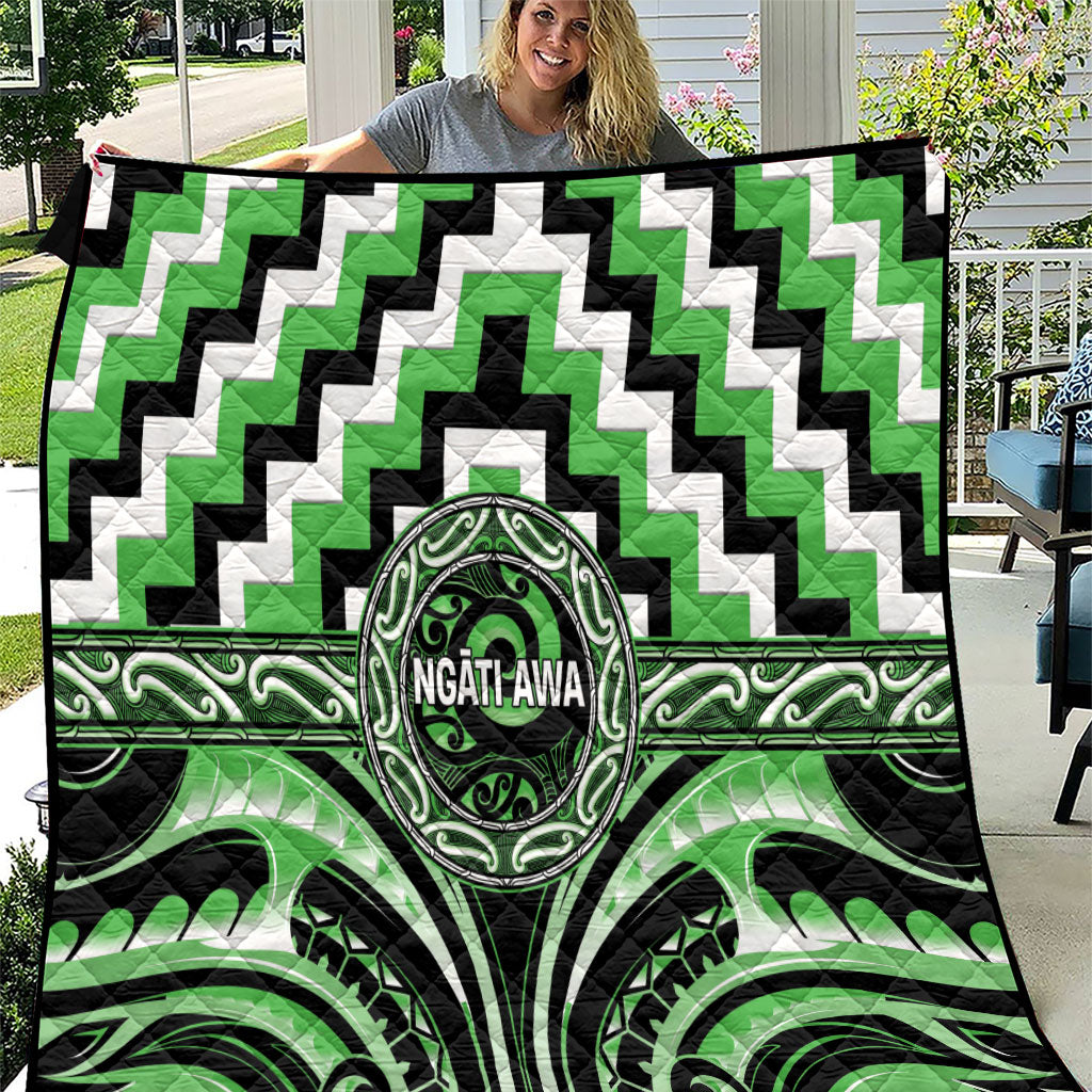 Aotearoa Ngati Awa Quilt Maori Iwi Poutama Puhoro Tattoo LT14 Green - Polynesian Pride