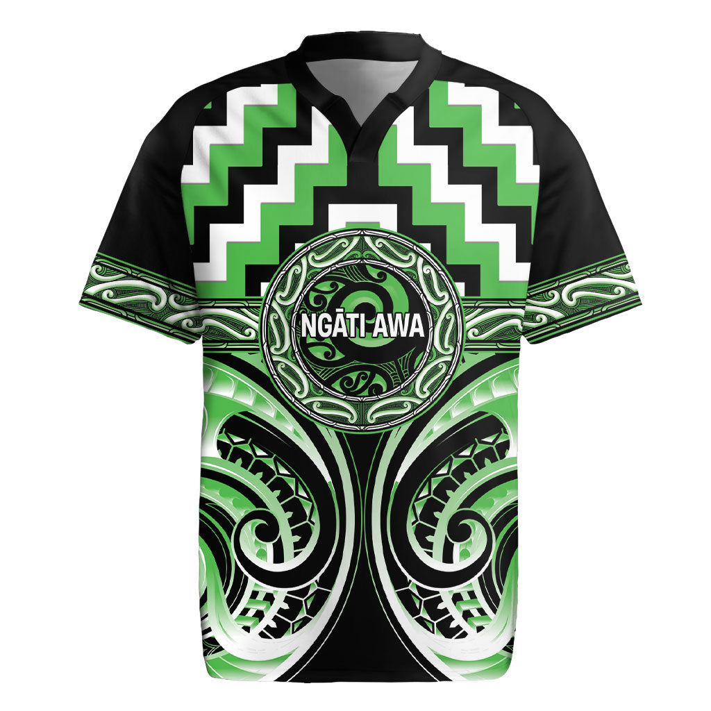 Aotearoa Ngati Awa Personalised Rugby Jersey Maori Iwi Poutama Puhoro Tattoo LT14 Green - Polynesian Pride