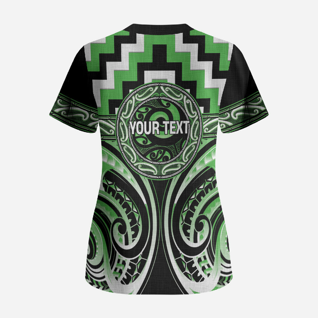 Aotearoa Ngati Awa Personalised Scrub Top Maori Iwi Poutama Puhoro Tattoo LT14 - Polynesian Pride