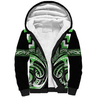 Aotearoa Ngati Awa Personalised Sherpa Hoodie Maori Iwi Poutama Puhoro Tattoo LT14 Unisex Green - Polynesian Pride