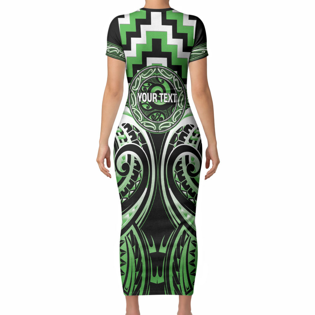 Aotearoa Ngati Awa Personalised Short Sleeve Bodycon Dress Maori Iwi Poutama Puhoro Tattoo LT14 - Polynesian Pride
