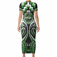 Aotearoa Ngati Awa Personalised Short Sleeve Bodycon Dress Maori Iwi Poutama Puhoro Tattoo LT14 - Polynesian Pride
