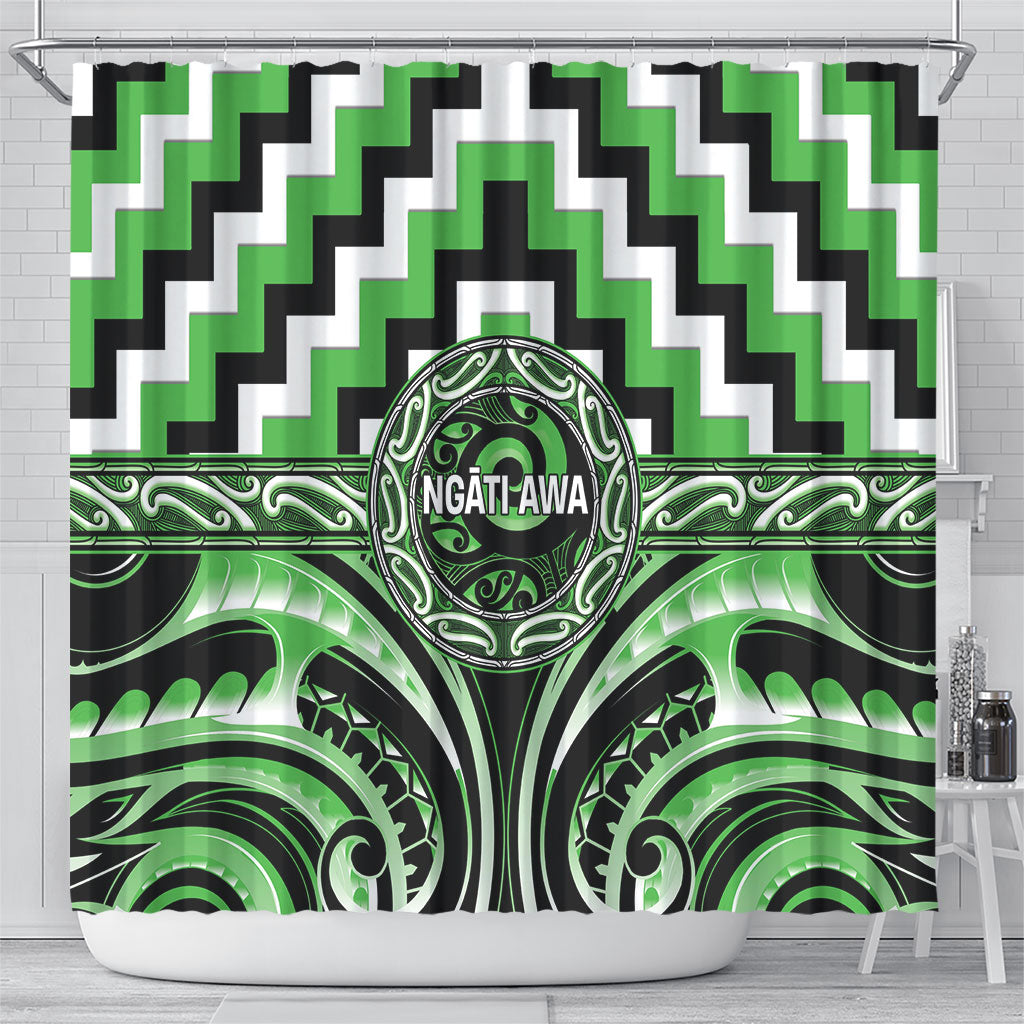 Aotearoa Ngati Awa Shower Curtain Maori Iwi Poutama Puhoro Tattoo LT14 - Polynesian Pride