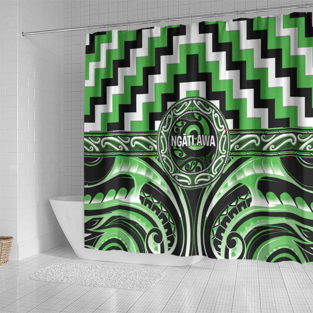 Aotearoa Ngati Awa Shower Curtain Maori Iwi Poutama Puhoro Tattoo LT14 - Polynesian Pride