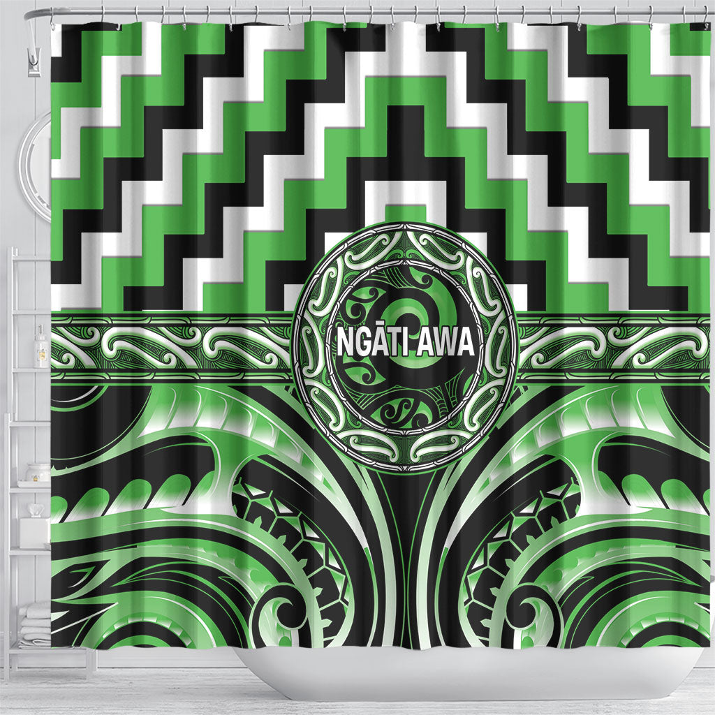 Aotearoa Ngati Awa Shower Curtain Maori Iwi Poutama Puhoro Tattoo LT14 - Polynesian Pride
