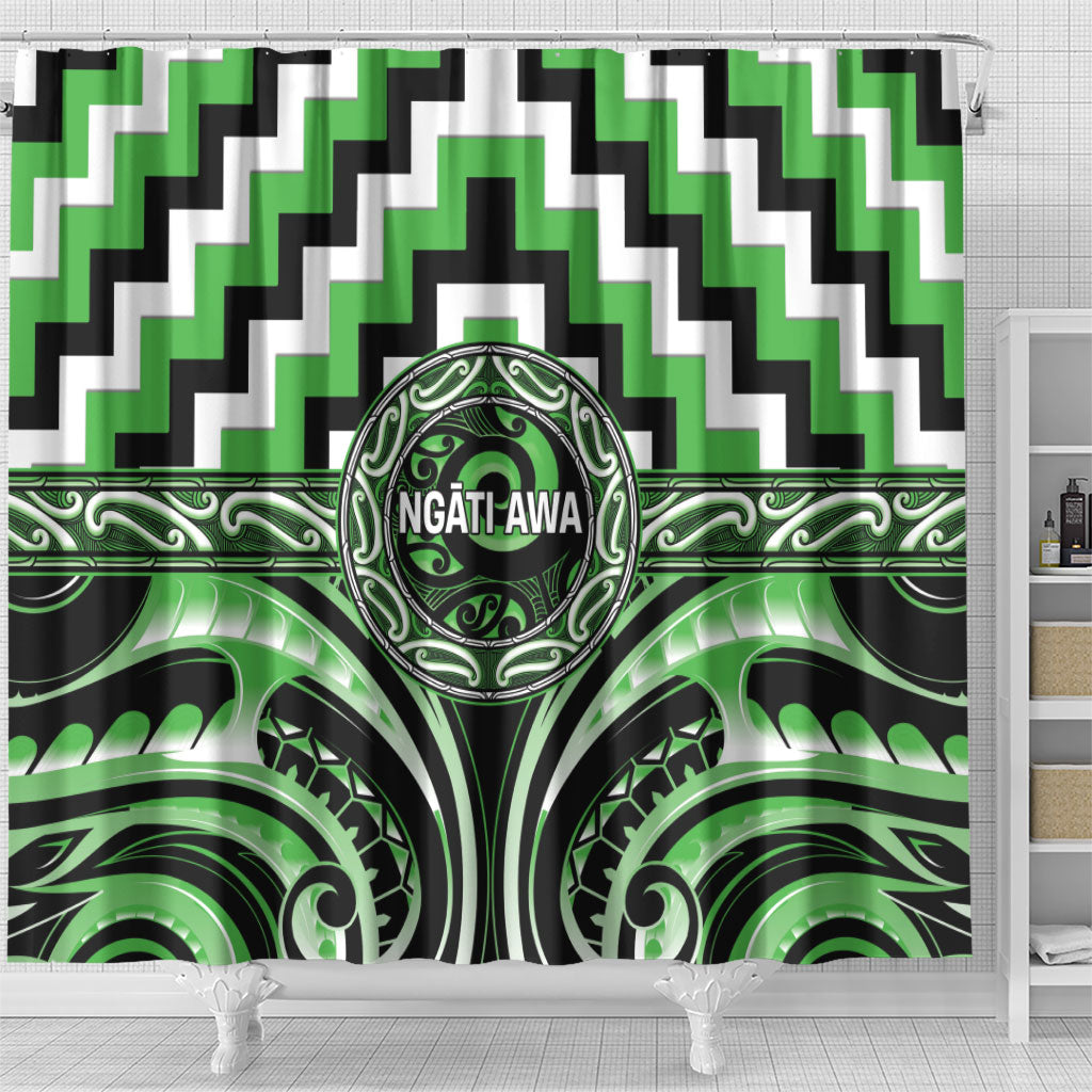 Aotearoa Ngati Awa Shower Curtain Maori Iwi Poutama Puhoro Tattoo LT14 - Polynesian Pride