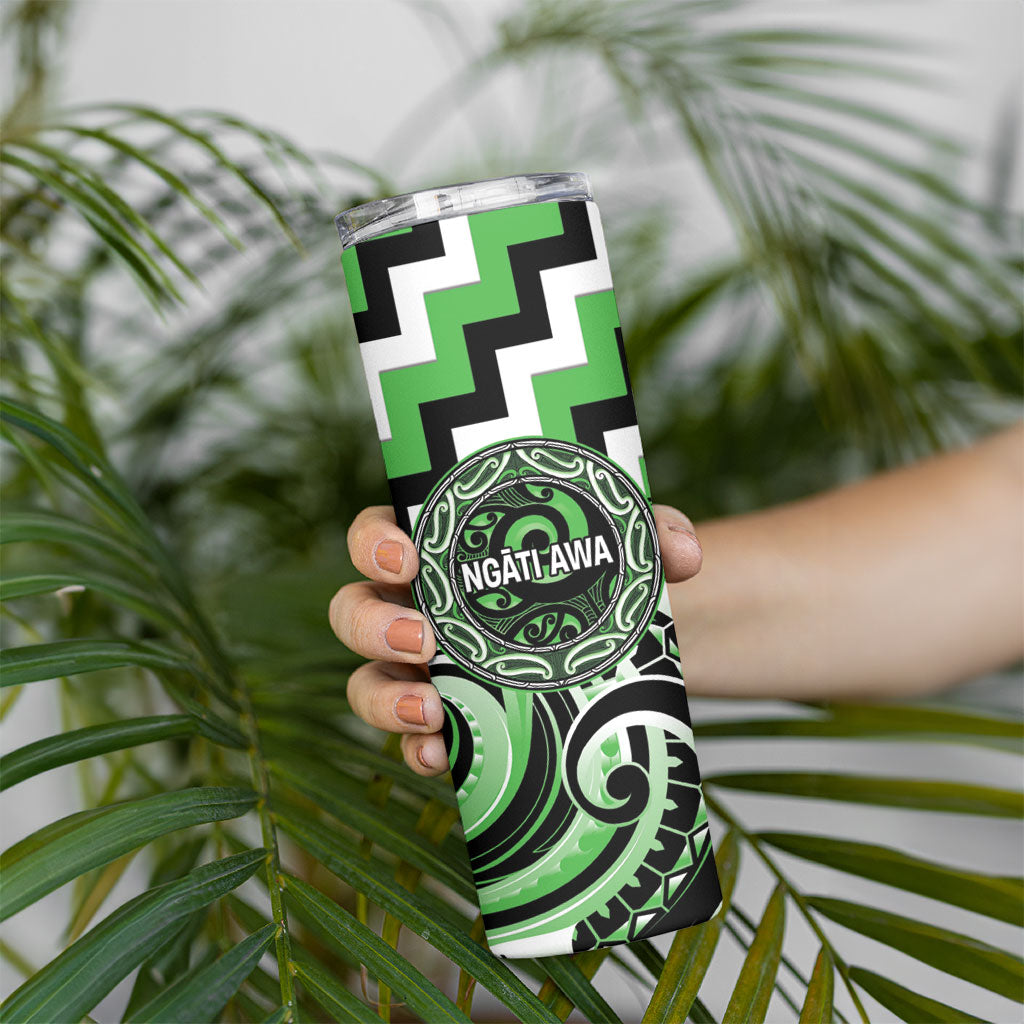 Aotearoa Ngati Awa Personalised Skinny Tumbler Maori Iwi Poutama Puhoro Tattoo LT14 - Polynesian Pride