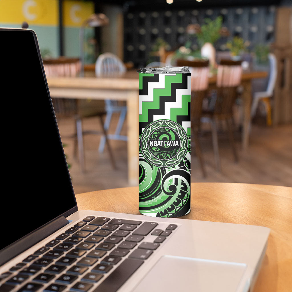 Aotearoa Ngati Awa Personalised Skinny Tumbler Maori Iwi Poutama Puhoro Tattoo LT14 - Polynesian Pride