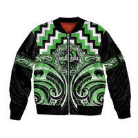 Aotearoa Ngati Awa Personalised Sleeve Zip Bomber Jacket Maori Iwi Poutama Puhoro Tattoo LT14 Unisex Green - Polynesian Pride