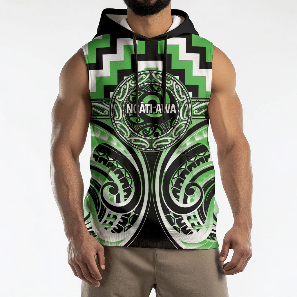 Aotearoa Ngati Awa Personalised Sleeveless Hoodie Maori Iwi Poutama Puhoro Tattoo LT14 - Polynesian Pride