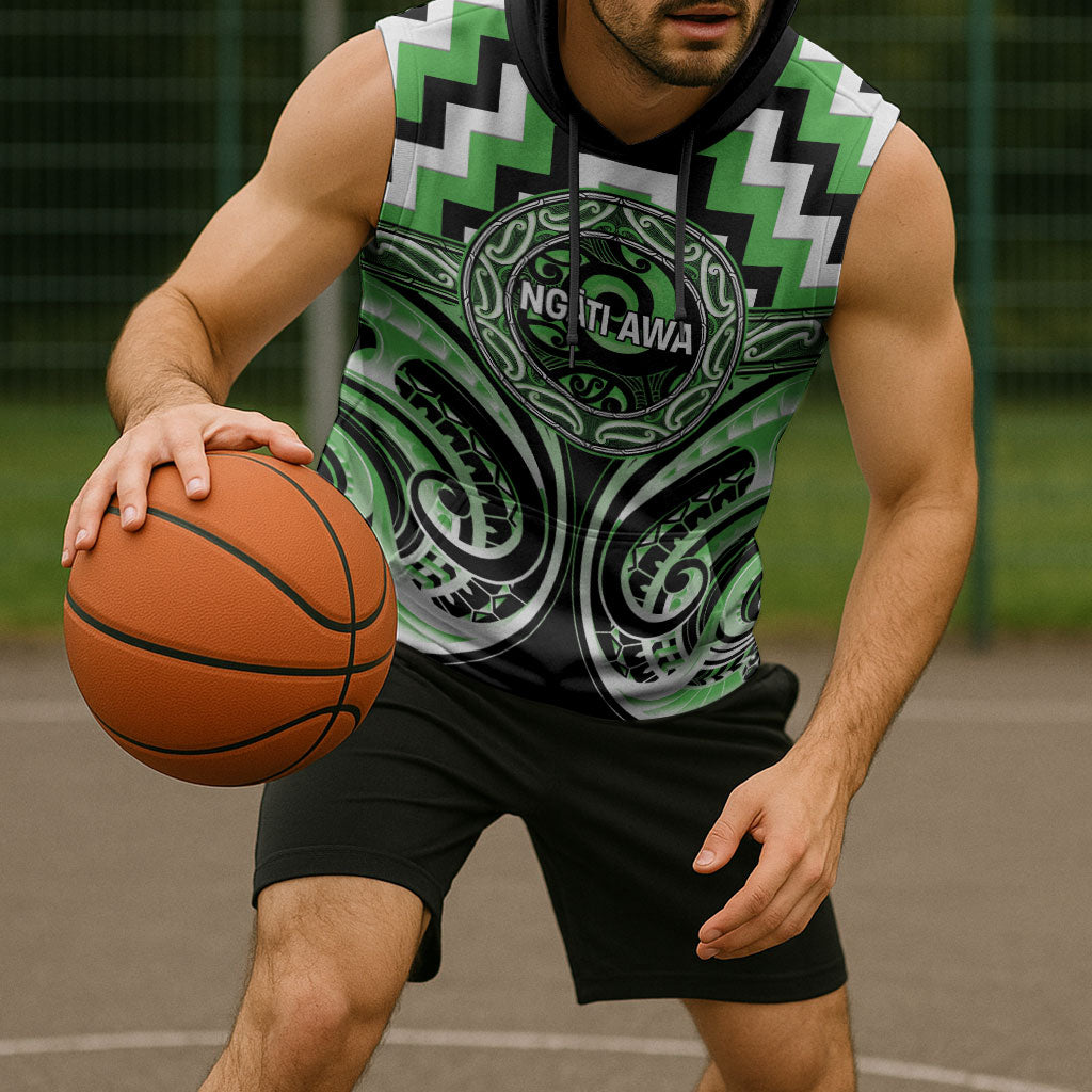Aotearoa Ngati Awa Personalised Sleeveless Hoodie Maori Iwi Poutama Puhoro Tattoo LT14 - Polynesian Pride