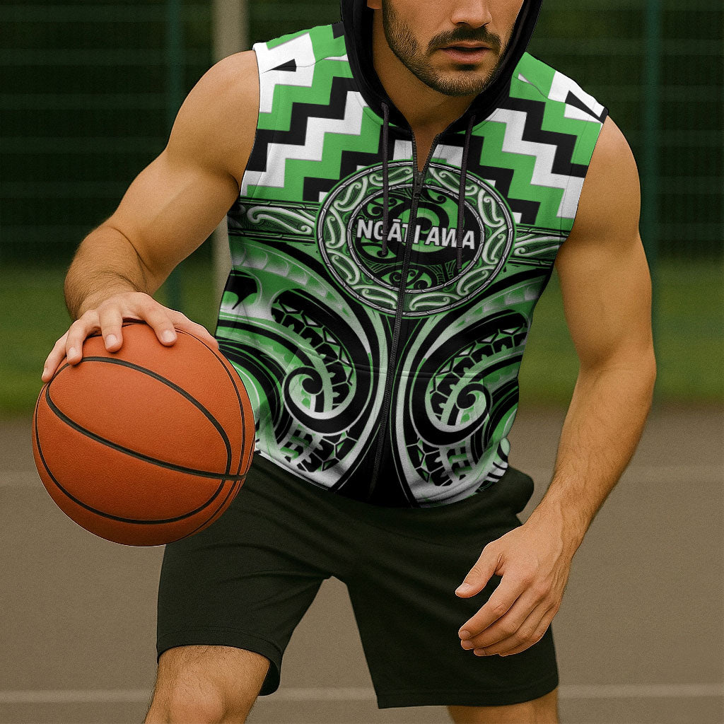 Aotearoa Ngati Awa Personalised Sleeveless Zip Hoodie Maori Iwi Poutama Puhoro Tattoo LT14 - Polynesian Pride