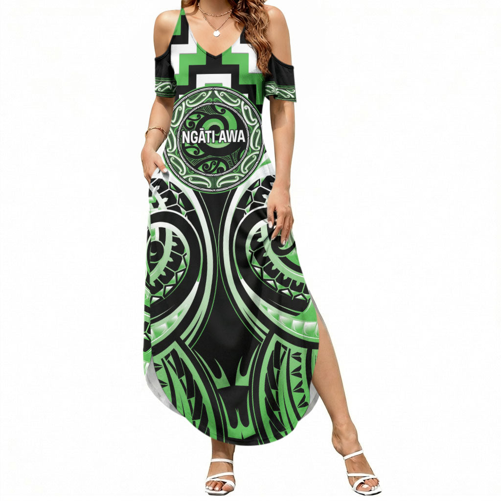 Aotearoa Ngati Awa Personalised Summer Maxi Dress Maori Iwi Poutama Puhoro Tattoo