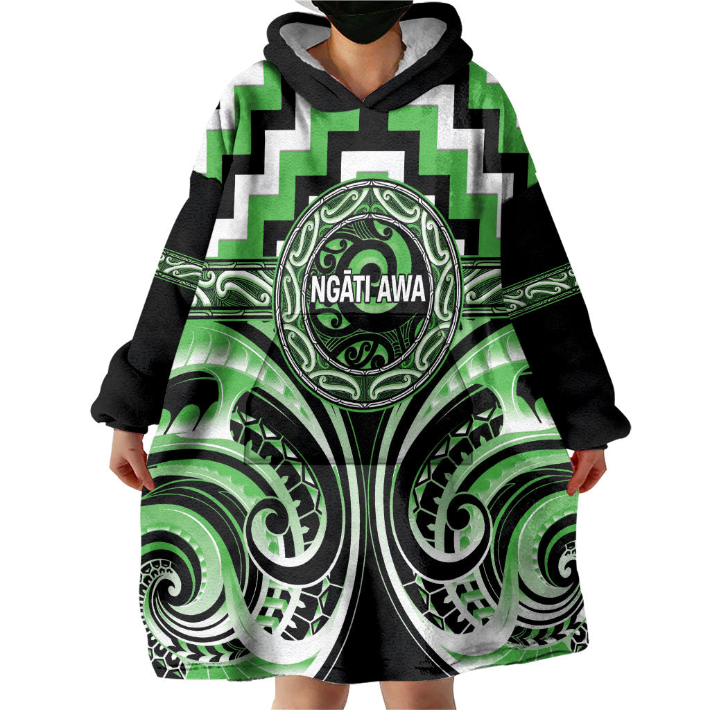 Aotearoa Ngati Awa Personalised Wearable Blanket Hoodie Maori Iwi Poutama Puhoro Tattoo LT14 - Polynesian Pride