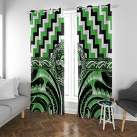 Aotearoa Ngati Awa Window Curtain Maori Iwi Poutama Puhoro Tattoo LT14 With Grommets Green - Polynesian Pride