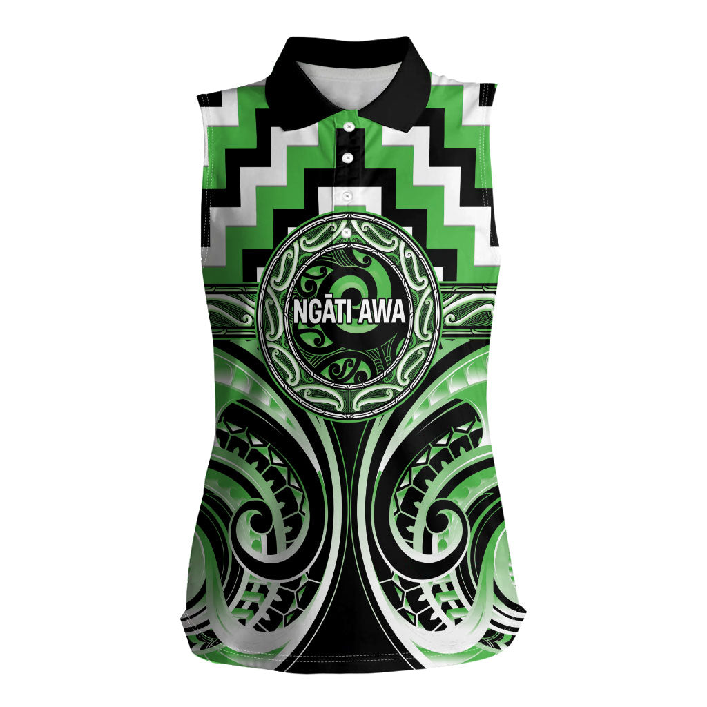 Aotearoa Ngati Awa Personalised Women Sleeveless Polo Shirt Maori Iwi Poutama Puhoro Tattoo