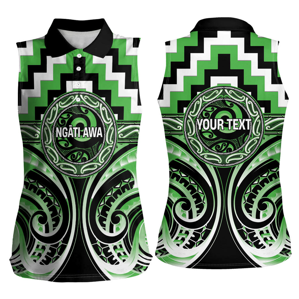 Aotearoa Ngati Awa Personalised Women Sleeveless Polo Shirt Maori Iwi Poutama Puhoro Tattoo LT14 - Polynesian Pride