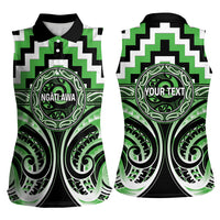 Aotearoa Ngati Awa Personalised Women Sleeveless Polo Shirt Maori Iwi Poutama Puhoro Tattoo LT14 - Polynesian Pride