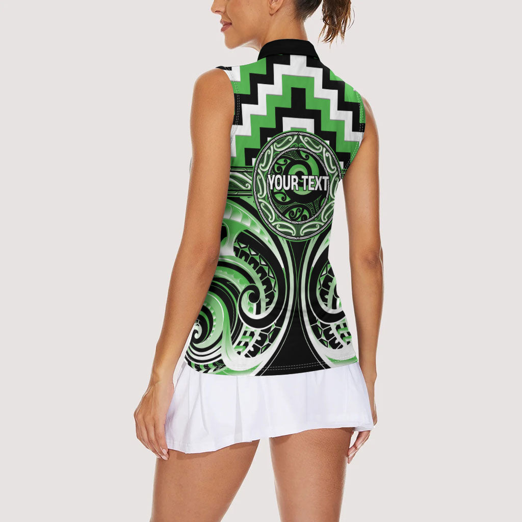 Aotearoa Ngati Awa Personalised Women Sleeveless Polo Shirt Maori Iwi Poutama Puhoro Tattoo LT14 - Polynesian Pride