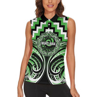 Aotearoa Ngati Awa Personalised Women Sleeveless Polo Shirt Maori Iwi Poutama Puhoro Tattoo LT14 - Polynesian Pride