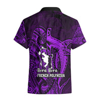 French Polynesia Bora Bora Hawaiian Shirt Polynesian Shark Tattoo With Hibiscus Purple Version LT14 - Polynesian Pride