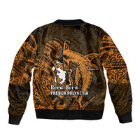 French Polynesia Bora Bora Sleeve Zip Bomber Jacket Polynesian Shark Tattoo With Hibiscus Red Version LT14 - Polynesian Pride