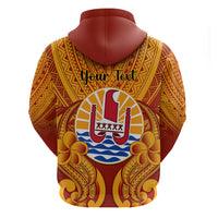 Personalised French Polynesia Hoodie Coat Of Arms With Polynesian Plumeria LT14 - Polynesian Pride