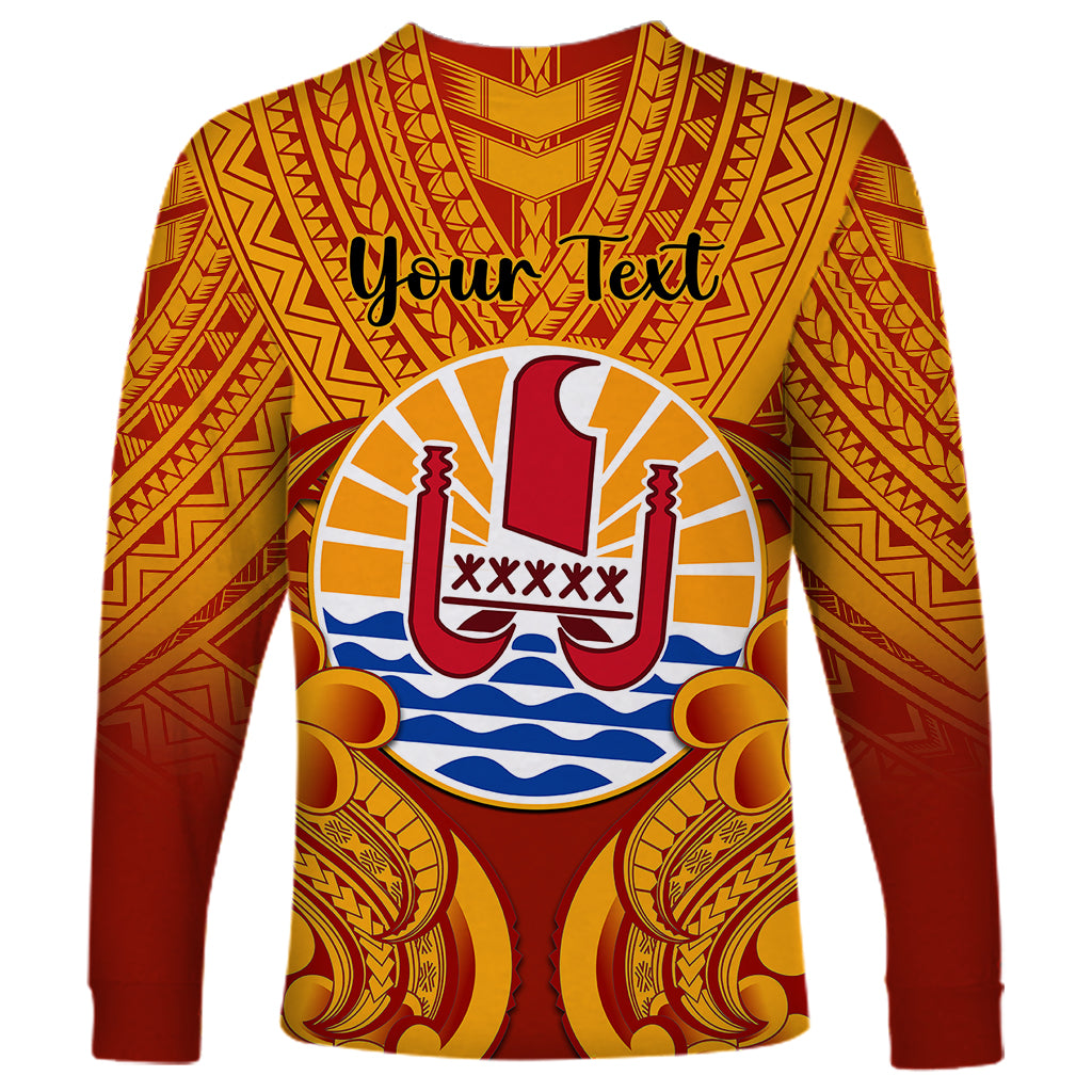 Personalised French Polynesia Long Sleeve Shirt Coat Of Arms With Polynesian Plumeria LT14 - Polynesian Pride