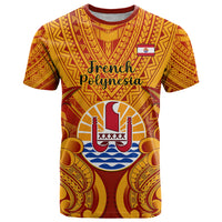 Personalised French Polynesia T Shirt Coat Of Arms With Polynesian Plumeria LT14 Red - Polynesian Pride