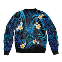 Tokelau Fakaofo Atoll Sleeve Zip Bomber Jacket Polynesian Tattoo Plumeria With Map