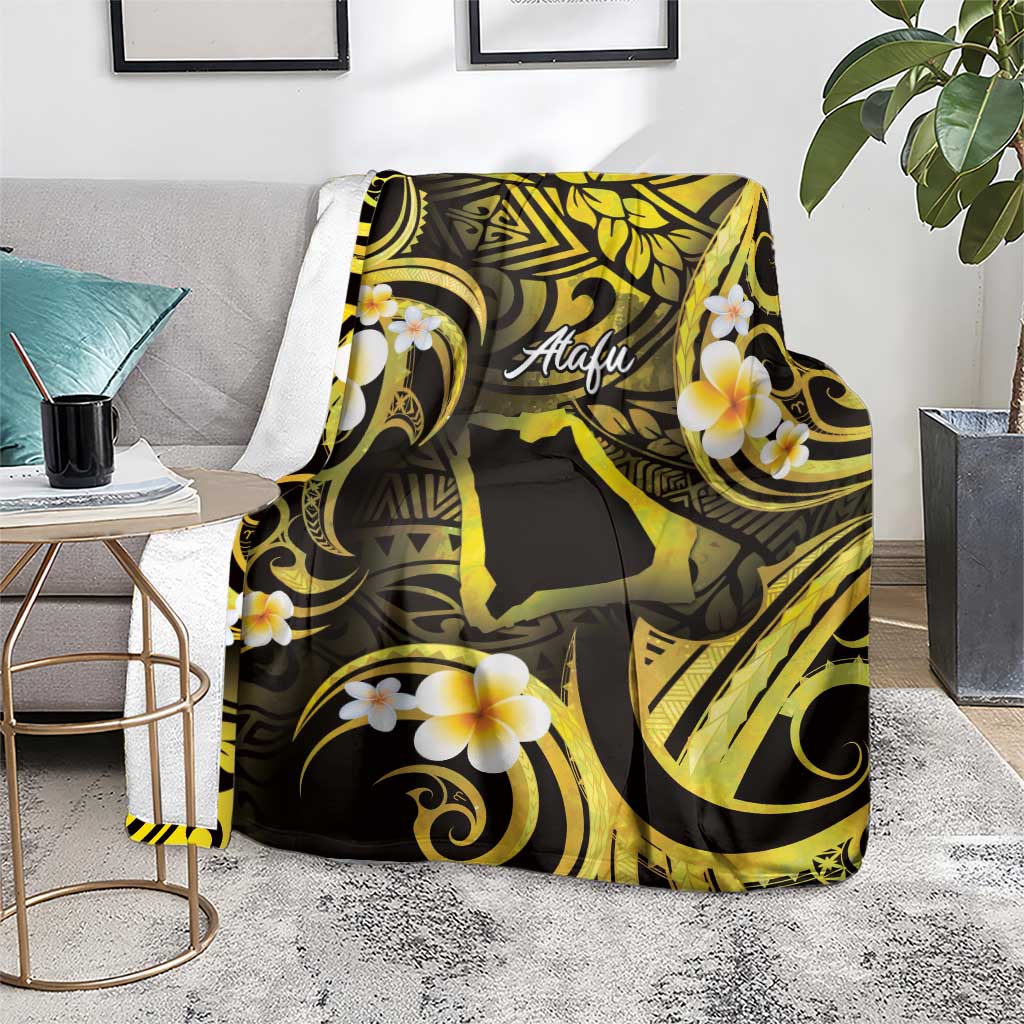 Tokelau Atafu Atoll Blanket Polynesian Tattoo Plumeria With Map