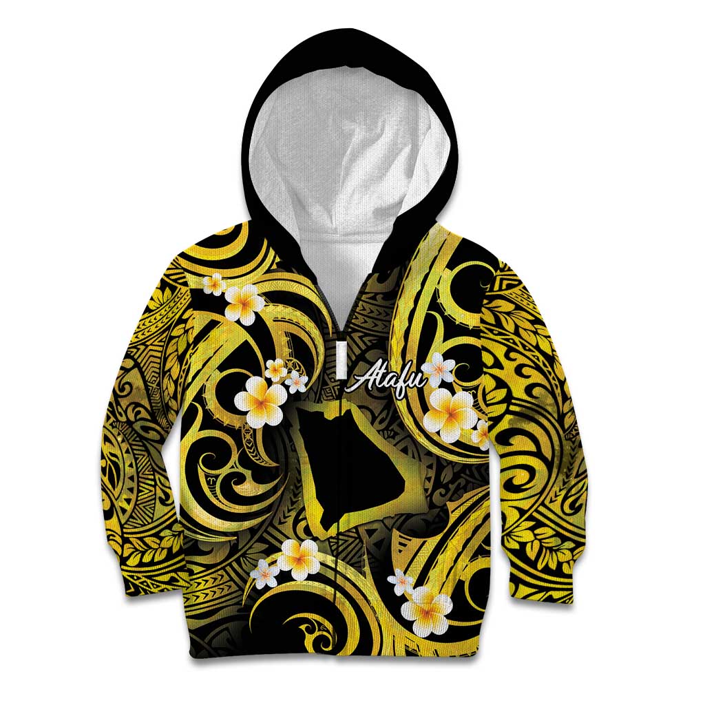 Tokelau Atafu Atoll Kid Hoodie Polynesian Tattoo Plumeria With Map