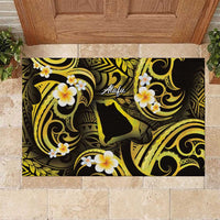 Tokelau Atafu Atoll Rubber Doormat Polynesian Tattoo Plumeria With Map LT14 Gold - Polynesian Pride