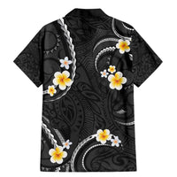 Black And Gray Family Matching Mermaid Dress and Hawaiian Shirt Curves Polynesian Tattoo Mix Plumeria Flowers