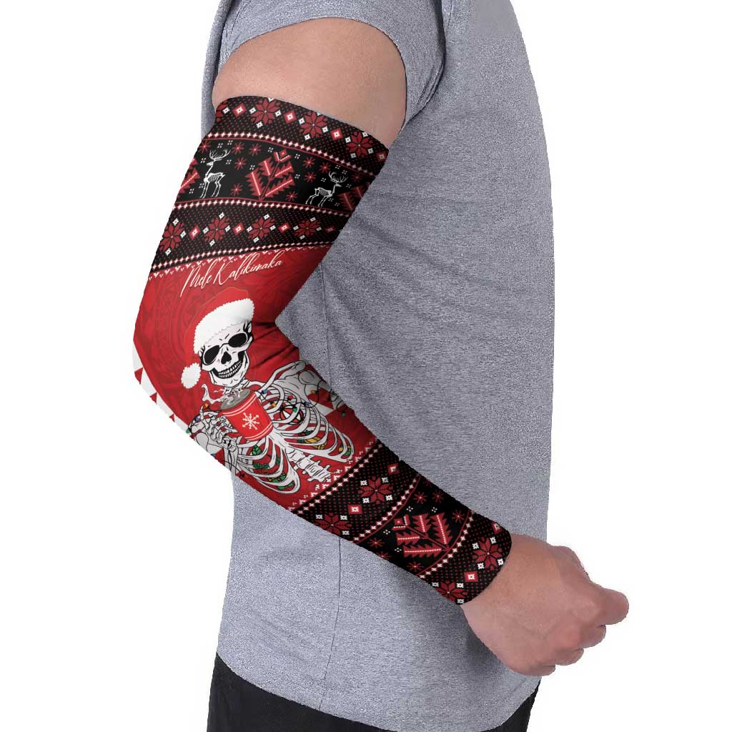 Personalized Hawaii Skull Christmas Arm Sleeves Mele Kalikimaka Hawaiian Kakau - Polynesian Pride