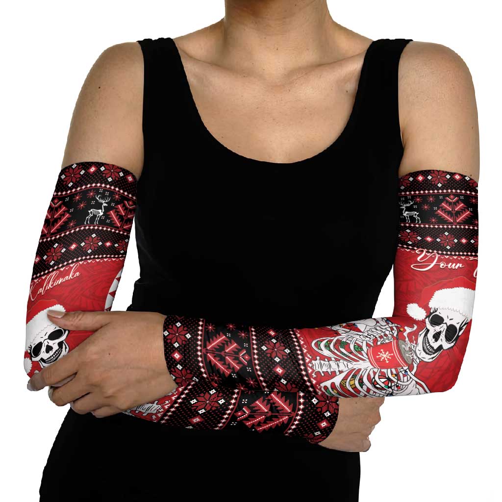 Personalized Hawaii Skull Christmas Arm Sleeves Mele Kalikimaka Hawaiian Kakau - Polynesian Pride
