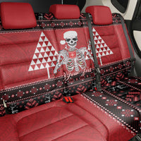 Personalized Hawaii Skull Christmas Back Car Seat Cover Mele Kalikimaka Hawaiian Kakau - Polynesian Pride
