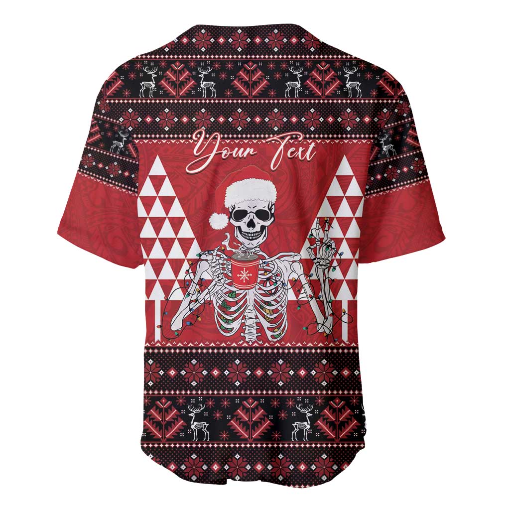 Personalized Hawaii Skull Christmas Baseball Jersey Mele Kalikimaka Hawaiian Kakau - Polynesian Pride