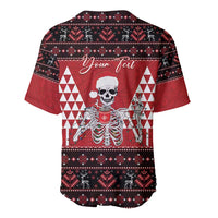 Personalized Hawaii Skull Christmas Baseball Jersey Mele Kalikimaka Hawaiian Kakau - Polynesian Pride