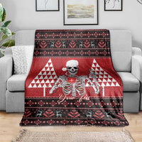 Personalized Hawaii Skull Christmas Blanket Mele Kalikimaka Hawaiian Kakau - Polynesian Pride