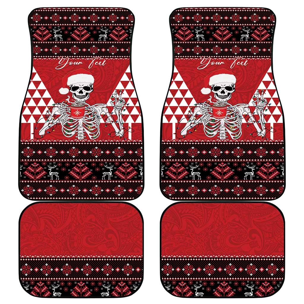 Personalized Hawaii Skull Christmas Car Mats Mele Kalikimaka Hawaiian Kakau - Polynesian Pride