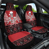 Personalized Hawaii Skull Christmas Car Seat Cover Mele Kalikimaka Hawaiian Kakau - Polynesian Pride